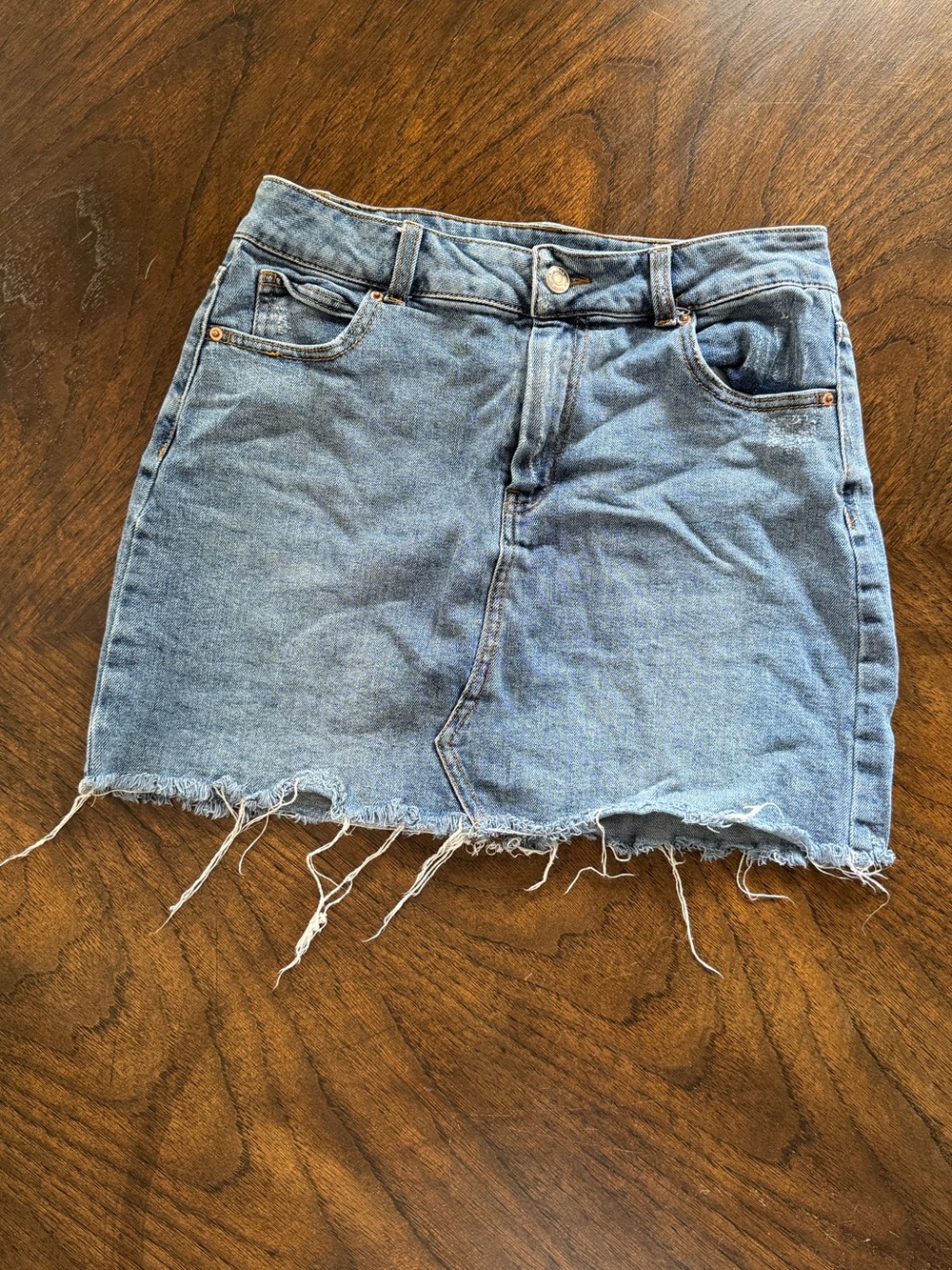 wild fable Light Blue Denim Mini Skirt with Frayed Hem